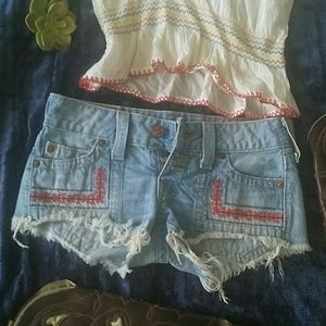 True religion Hippie boho Cowboy Cowgirl Jean shorts